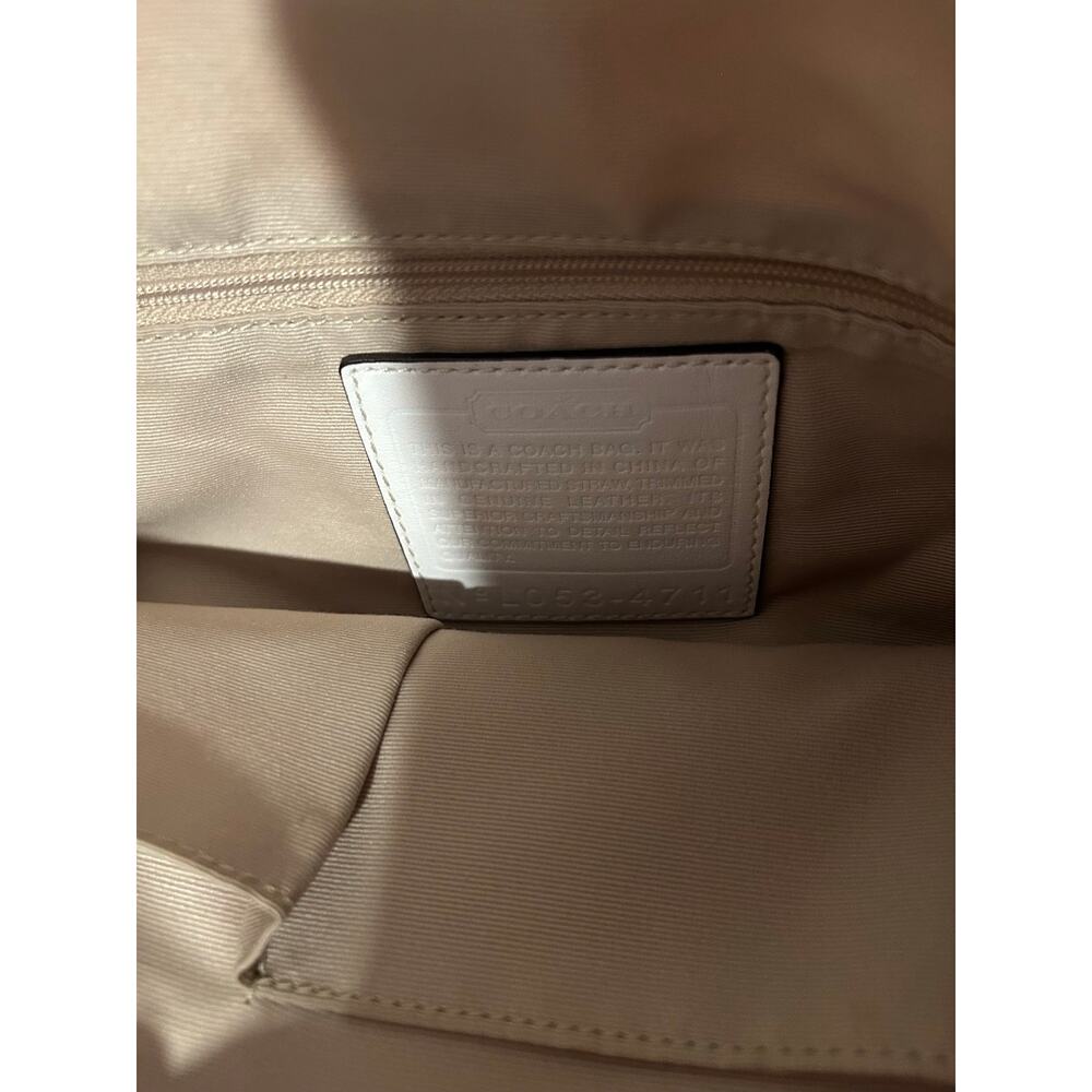 Coach VTG Tan Natural Braided Leather Soho Canvas Beige GUC Buckles Gold Purse - Picture 10 of 15